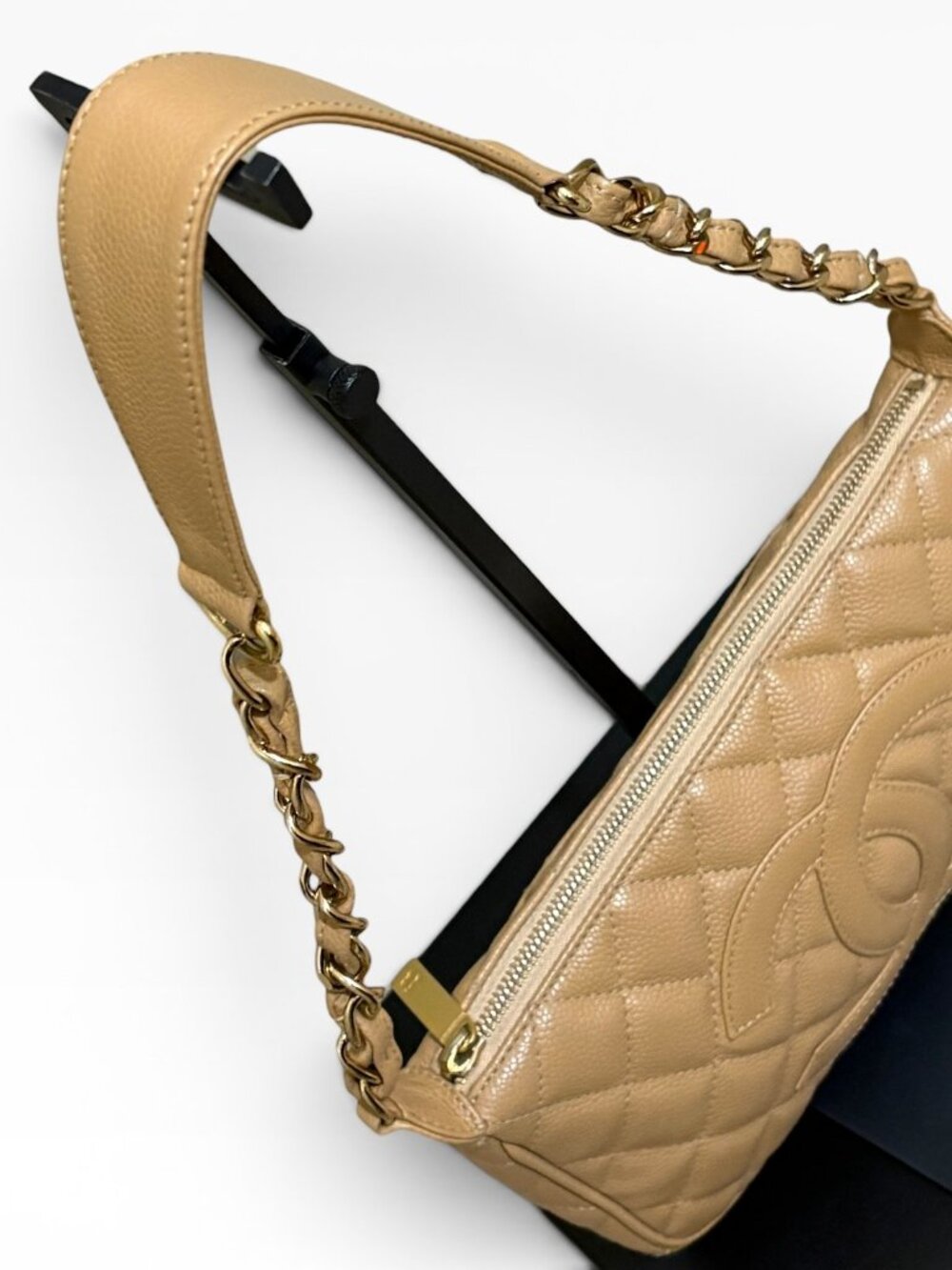 Chanel Caviar Tan Leather Pochette - Picture 3 of 16
